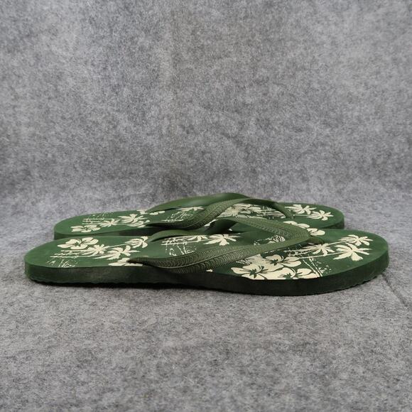 Casual Sandals Mens 12 Flip Flops Shoes Slip On Green Summer Beach Surf Flat - Picture 1 of 10